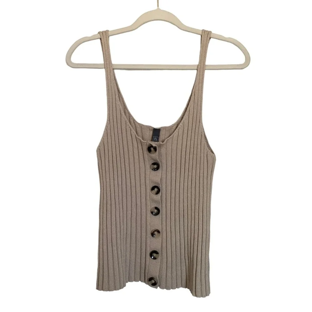 Francescas ALYA | Y2K size Large knit sweater top with buttons sleeveless 90's